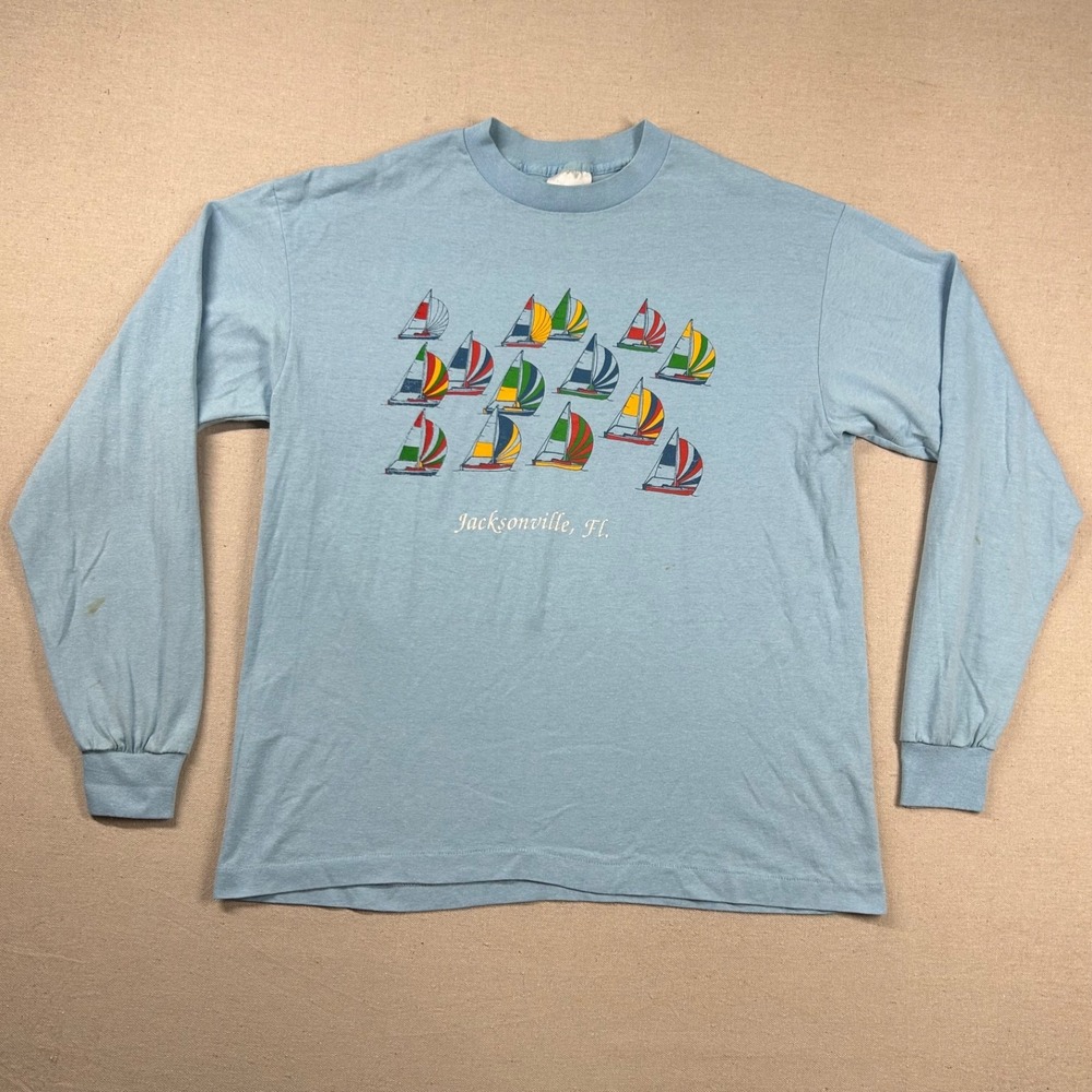 Vintage Jacksonville Shirt Mens‎ M/L Florida Sailboats  80s Beachy Graphic USA